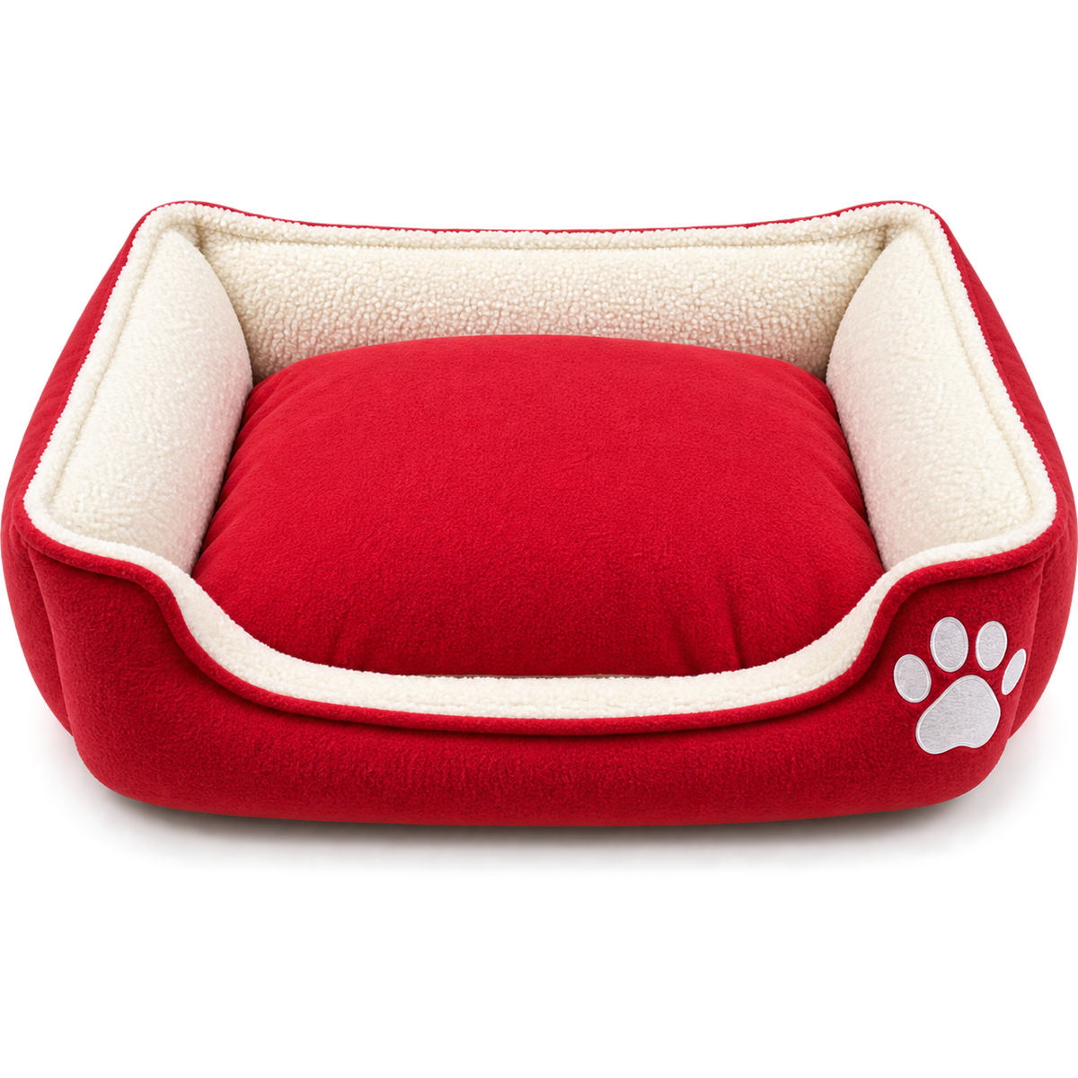 Cozy Paw Fleece Bed – Red 🐾