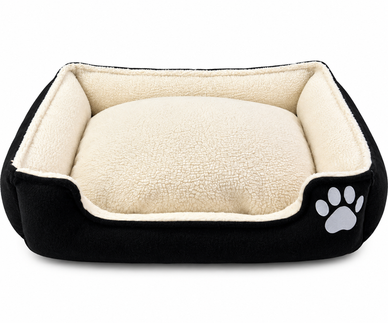 Cozy Paw Fleece Bed – Black 🐾
