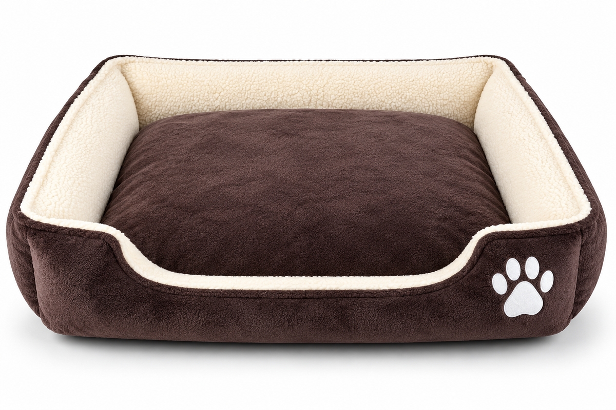 Cozy Plush Pet Bed – Brown & Cream